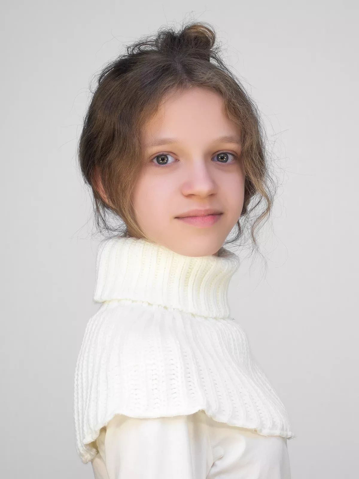 Снуд воротник для девочки Blanco (Цвет молочный), Один размер, шерсть 30%