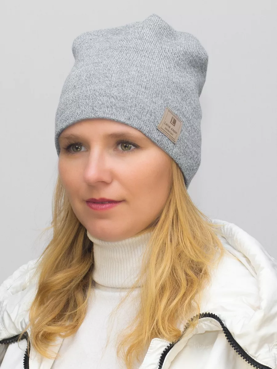 Шапка женская весна-осень Надежда (Цвет серый меланж), размер 52-54