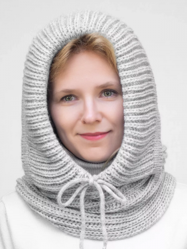 Капор зимний женский Маринэ (Цвет светло-серый),  56-58, шерсть 30%