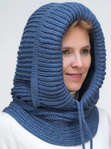 Капор зимний женский Маринэ (Цвет джинс),  56-58, шерсть 30%