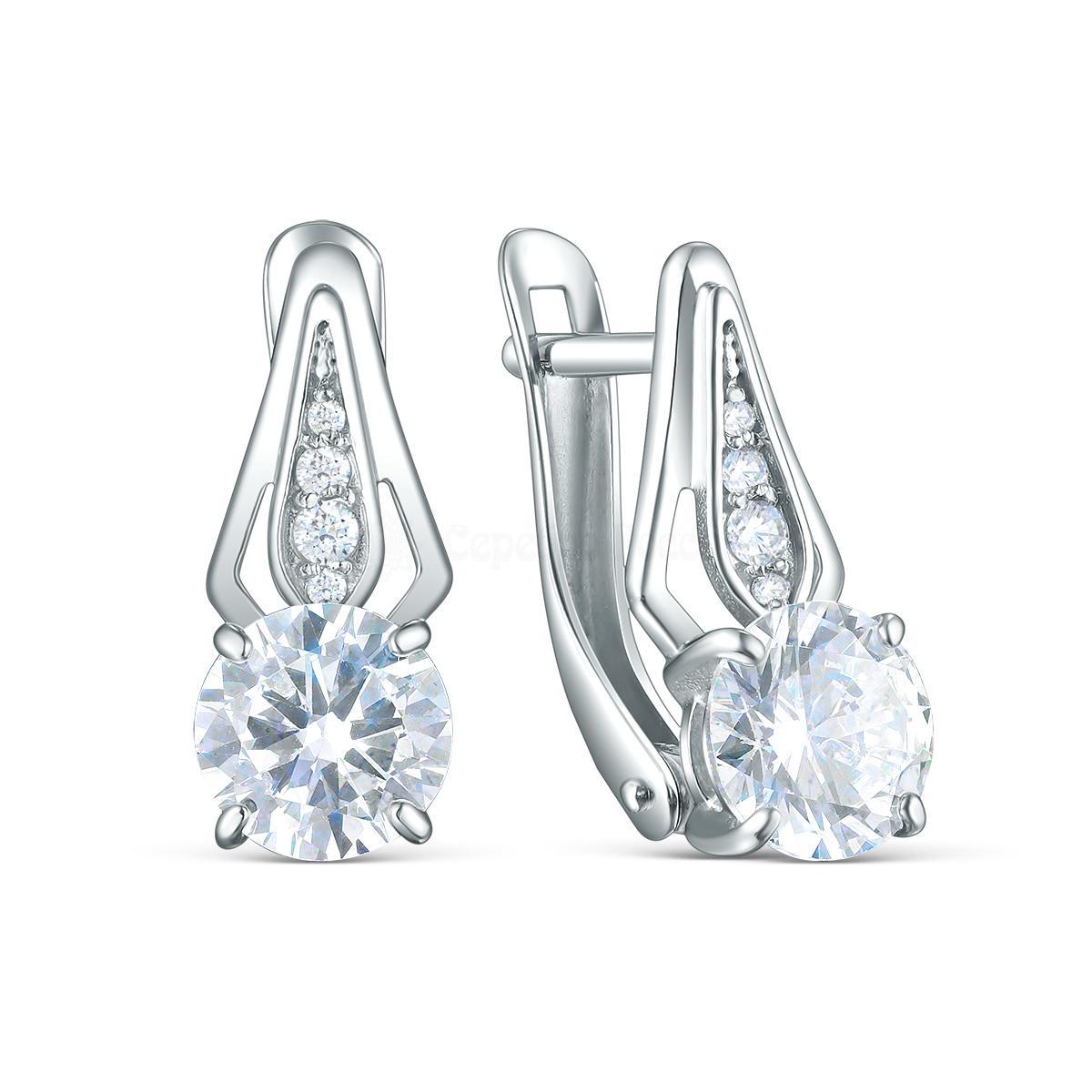 Серьги из серебра с фианитами родированные 925 пробы S2180871010