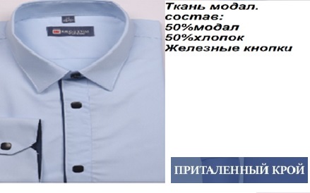 Подростковая сорочка, притал. дл. рукав, голубой, BROSTEM
