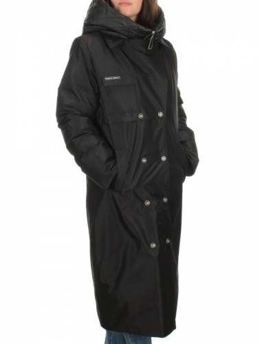 EAC327 BLACK Пальто зимнее женское (200 гр. холлофайбера)
