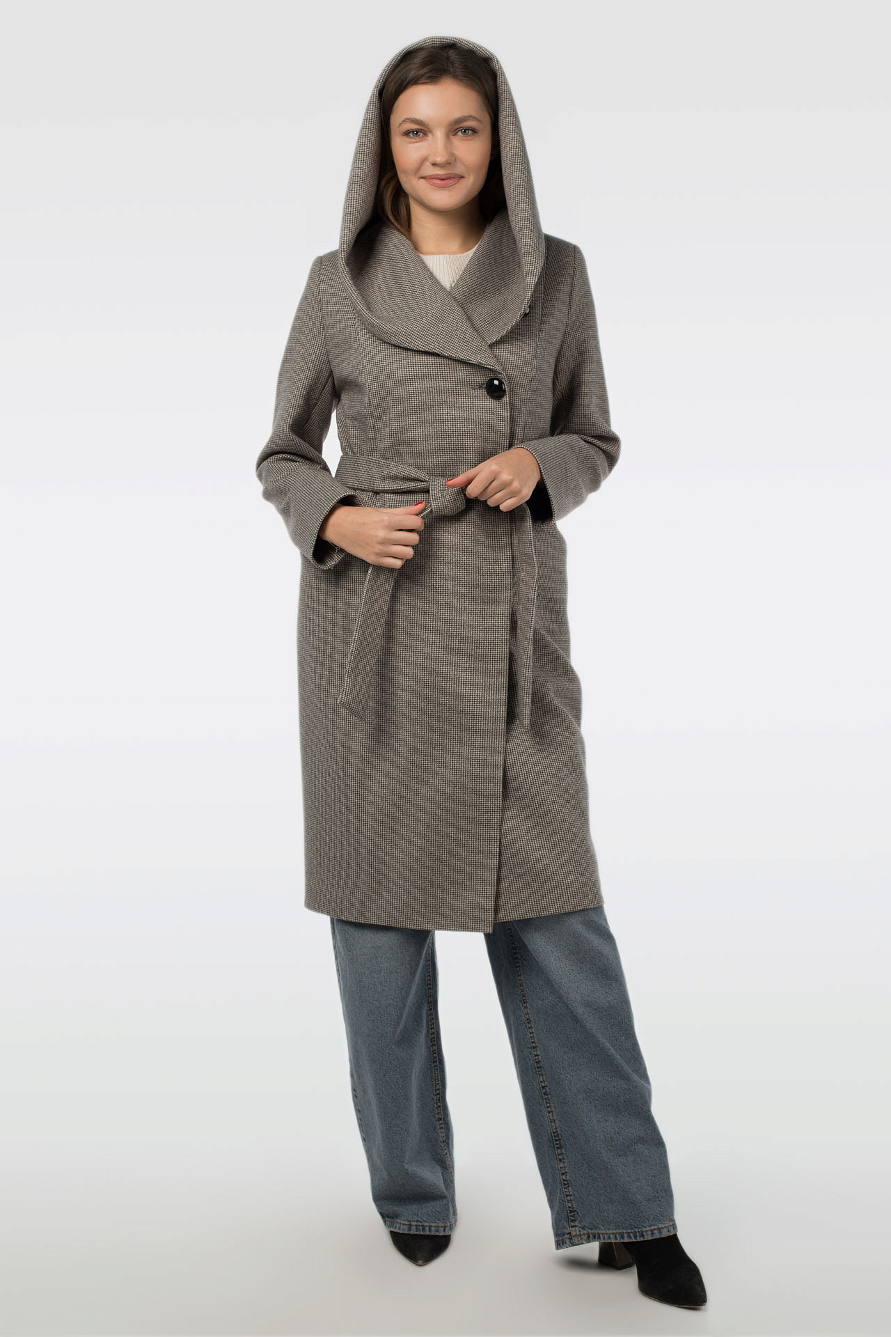 01-10734 Пальто женское демисезонное (пояс)