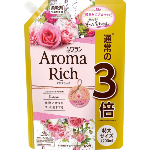 Кондиционер для белья Soflan Aroma Rich Diana Refill Extra Large, Lion 1200 мл (мягкая упаковка)