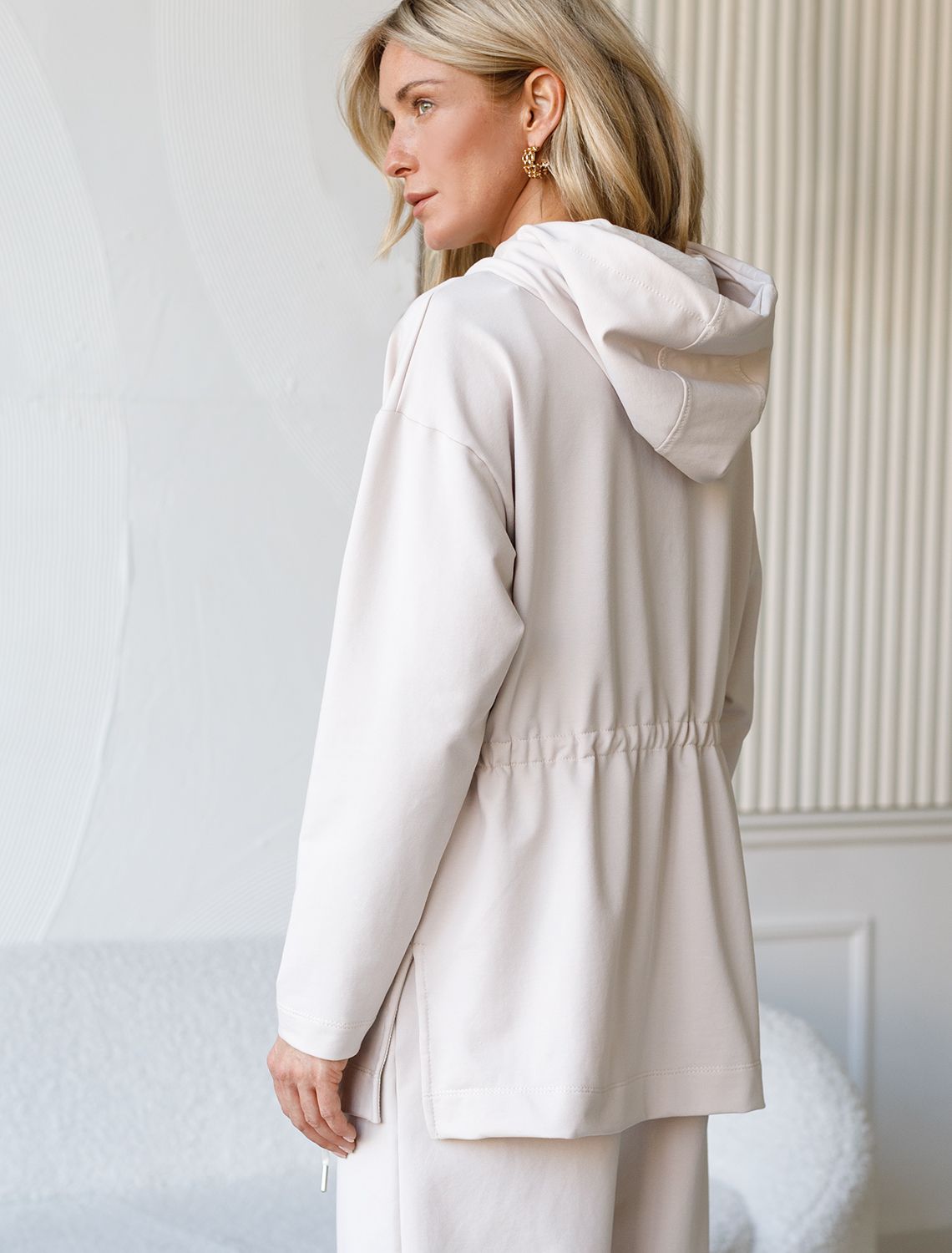 Парка из тонкого премиального футера с эластаном D49.075 бежевый