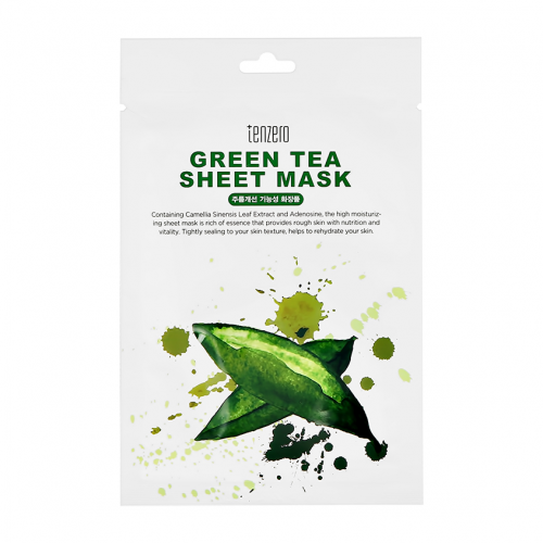 [TENZERO] Маска для лица тканевая ЭКСТРАКТ ЗЕЛЁНОГО ЧАЯ Green Tea Sheet Mask, 25 мл