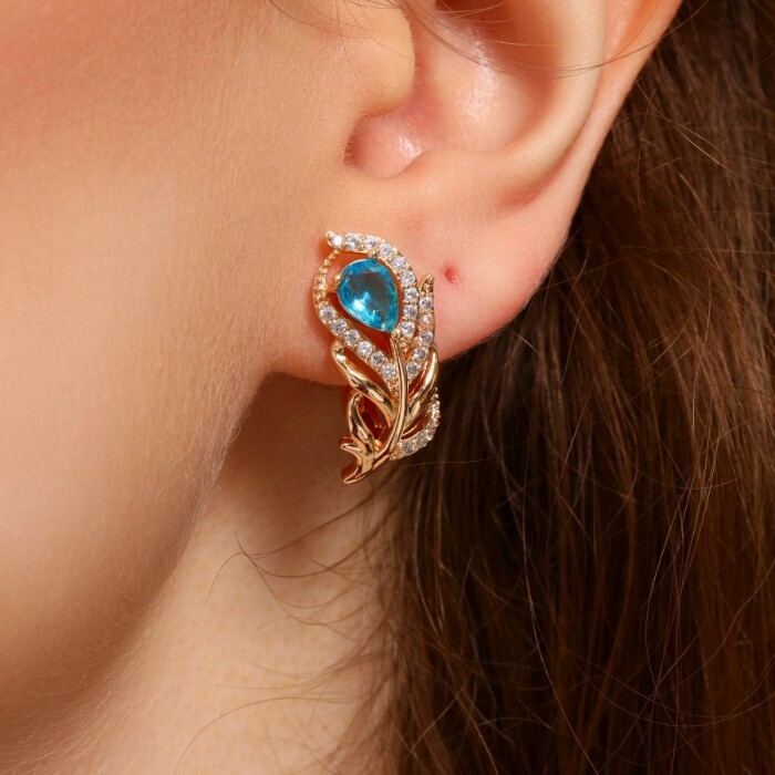 Серьги в форме пера ювелирная бижутерия коллекция