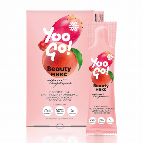 Напиток Beauty-микс (персик-опунция) с коллагеном и биотином для молодости кожи - Yoo Gо