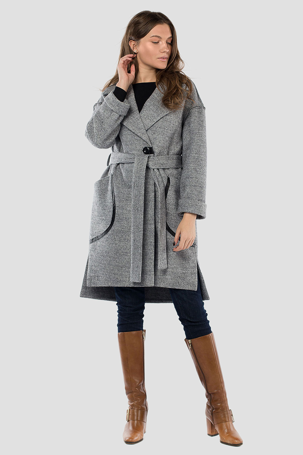 01-09407 Пальто женское демисезонное (пояс)