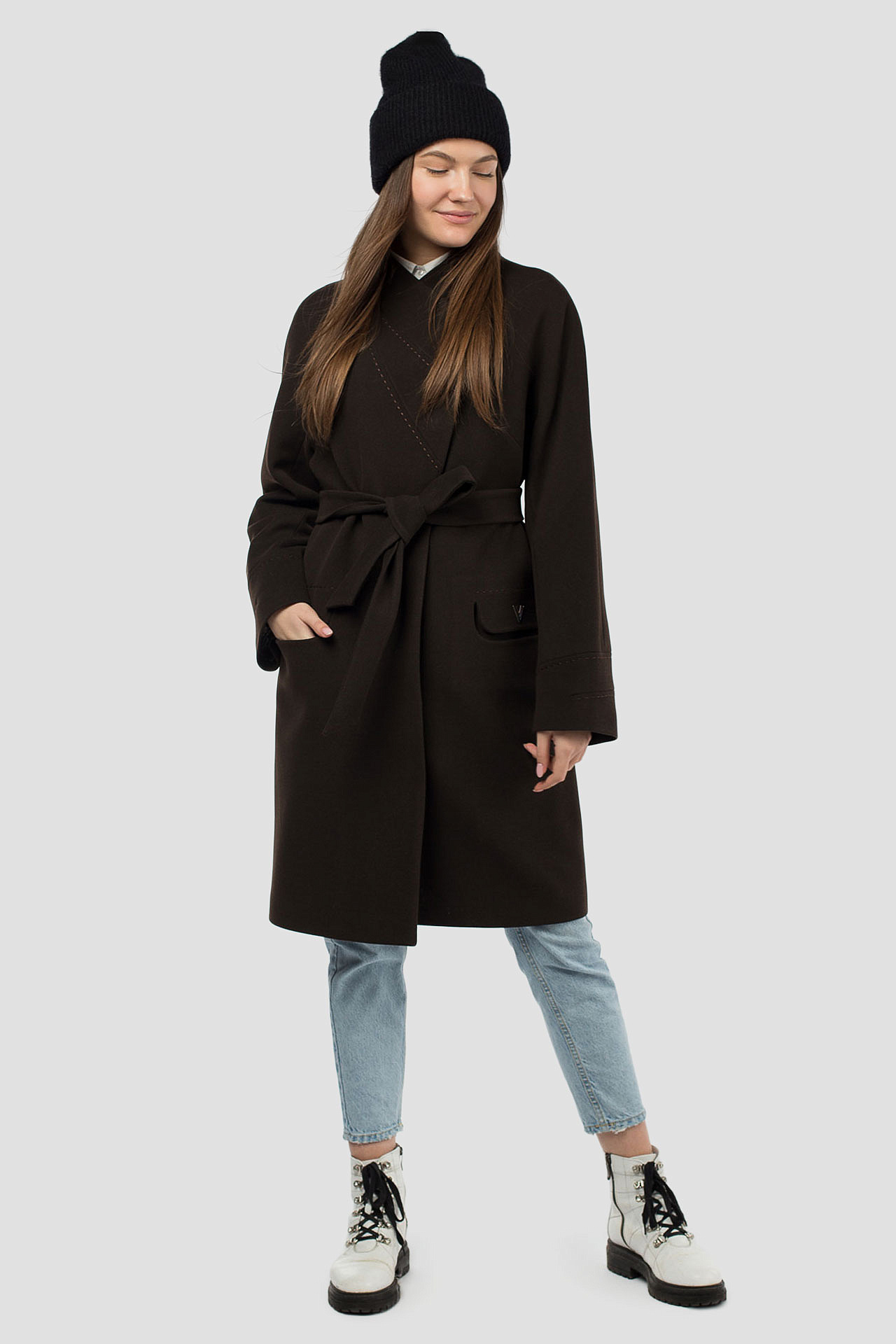 01-09199 Пальто женское демисезонное (пояс)