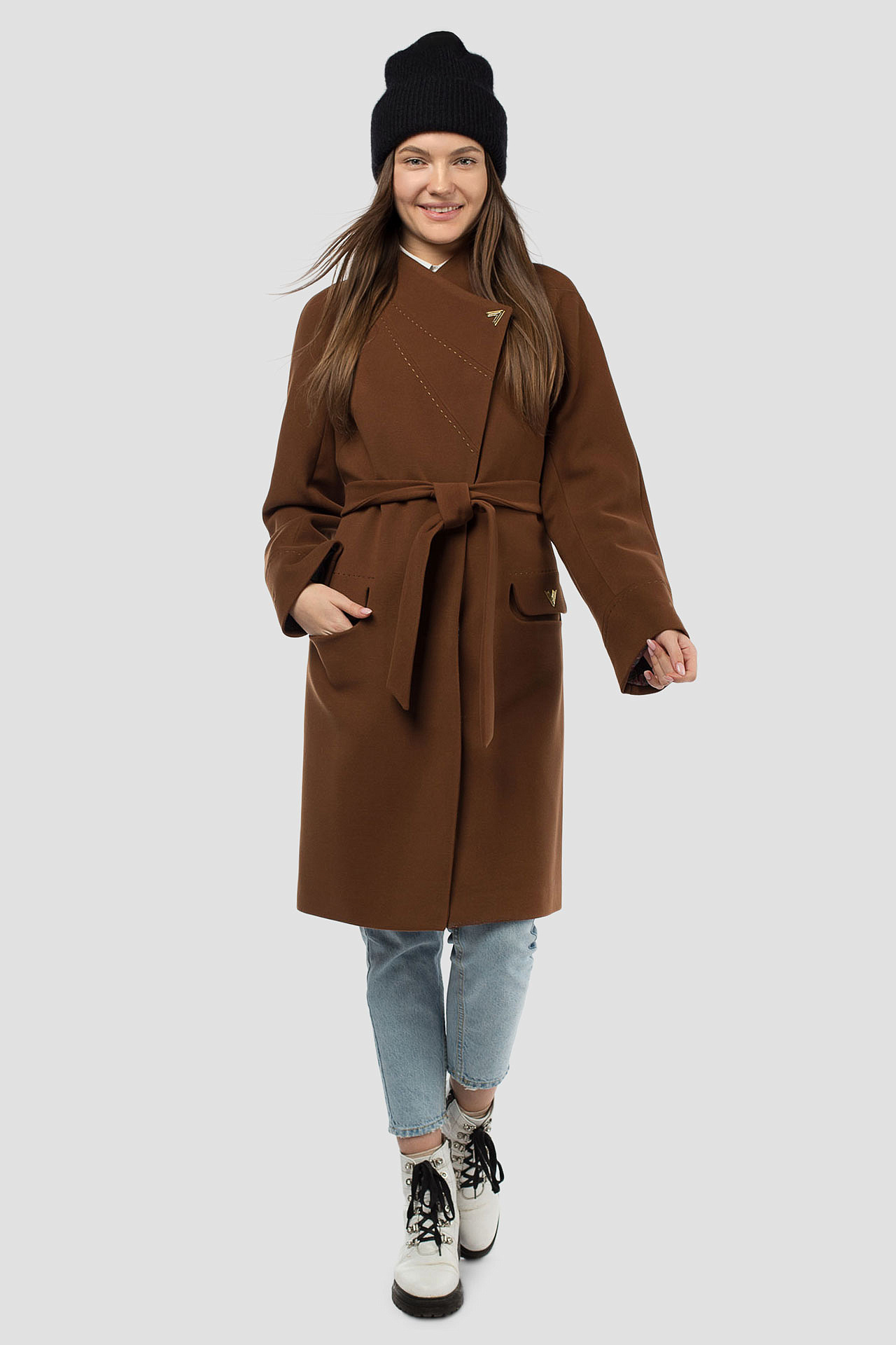 01-09198 Пальто женское демисезонное (пояс)