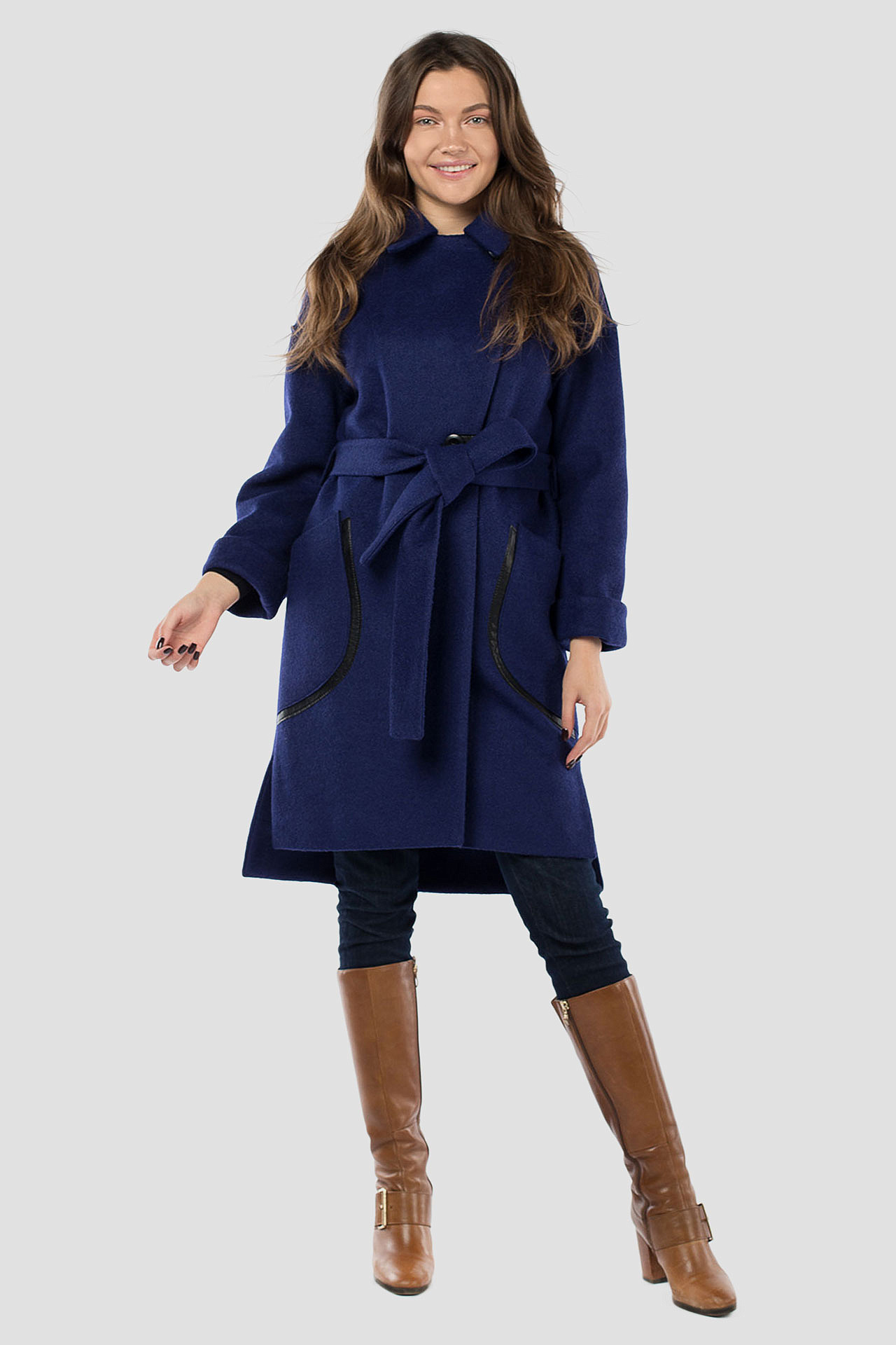 01-09409 Пальто женское демисезонное (пояс)