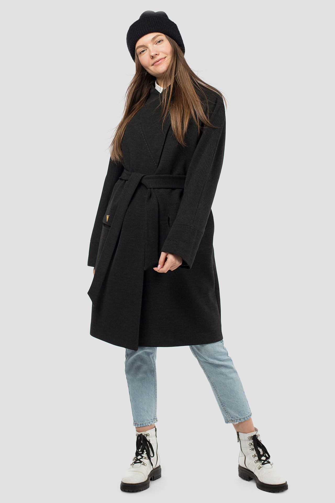 01-09197 Пальто женское демисезонное (пояс)