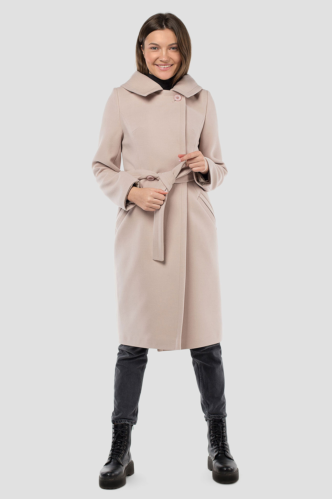 01-10066 Пальто женское демисезонное (пояс)