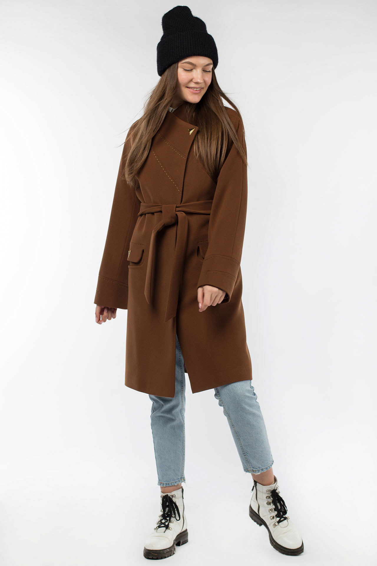 01-09198 Пальто женское демисезонное (пояс)