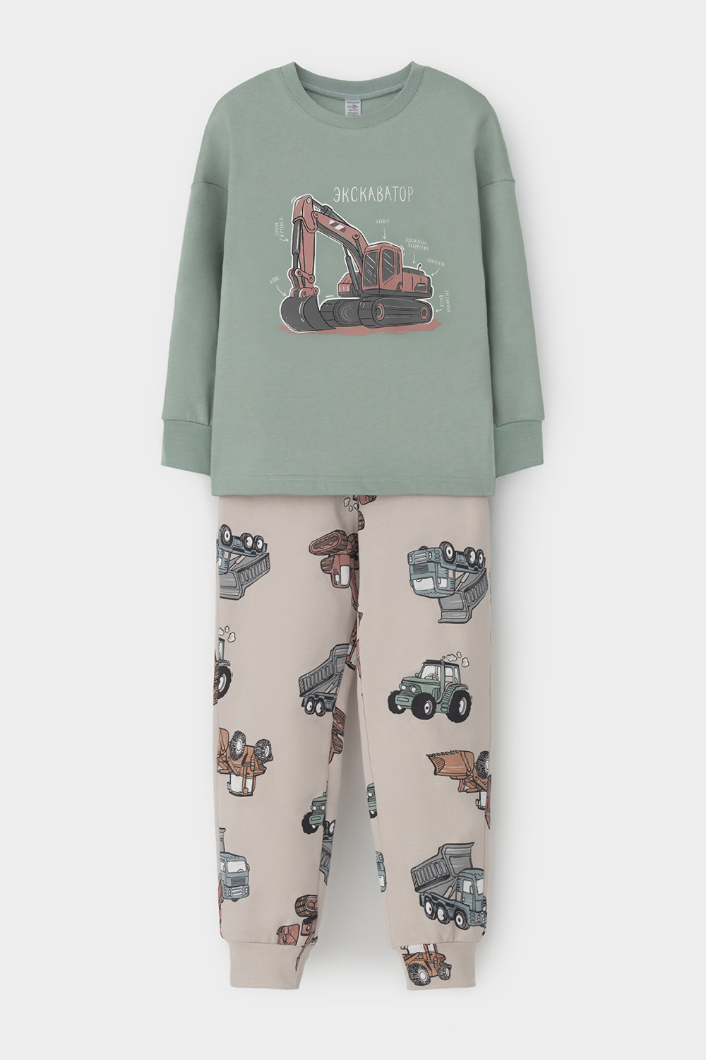 Crockid Пижама К 1567 холодная мята, тракторы Crockid