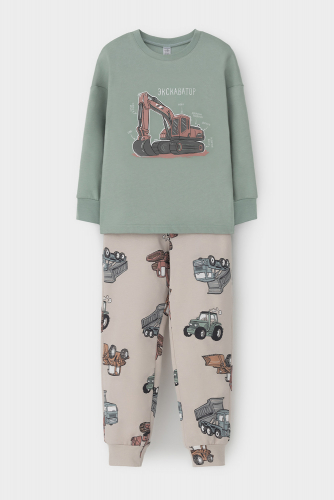 Crockid Пижама К 1567 холодная мята, тракторы Crockid