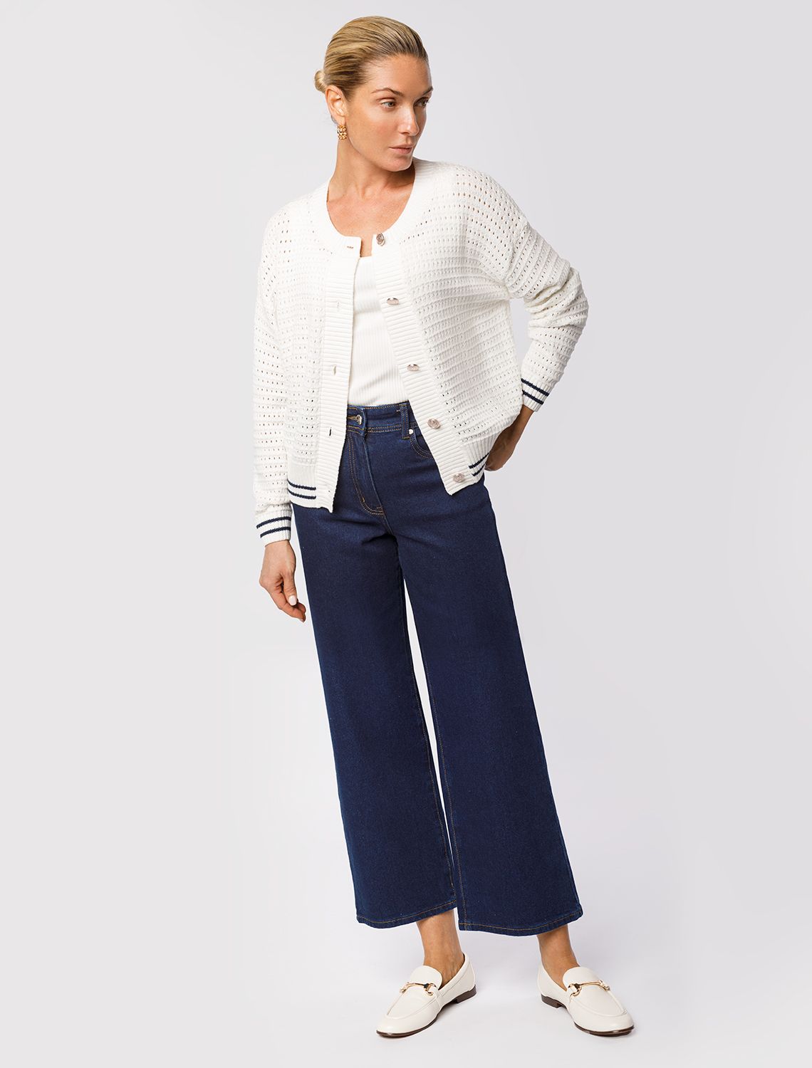 Ст.цена 2490р Джинсы-кюлоты из эластичного денима D54.278 темно-синий