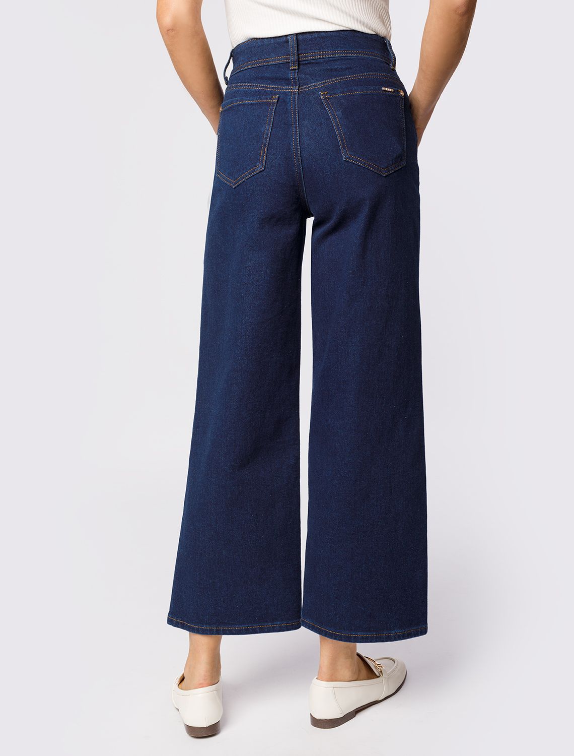 Ст.цена 2490р Джинсы-кюлоты из эластичного денима D54.278 темно-синий