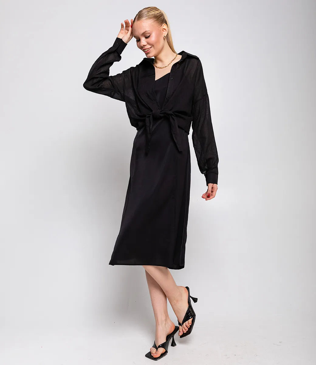 Комплект Платье+рубашка #ОБШ1443-4, чёрный