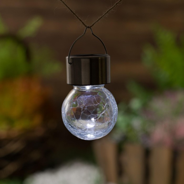 Садовый светильник «Лампочка», уличный, на солнечной батарее, 6×9 см, 1 LED, свечение белое