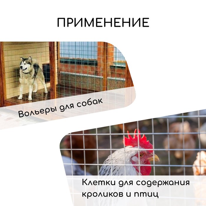Сетка плетёная с ПВХ покрытием, 10×0.5 м, ячейка 25×25 мм, d=0.9 мм, металл, Greengo