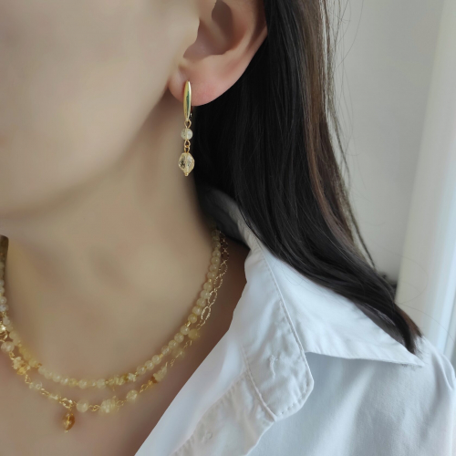Серьги с цитринами симметричные