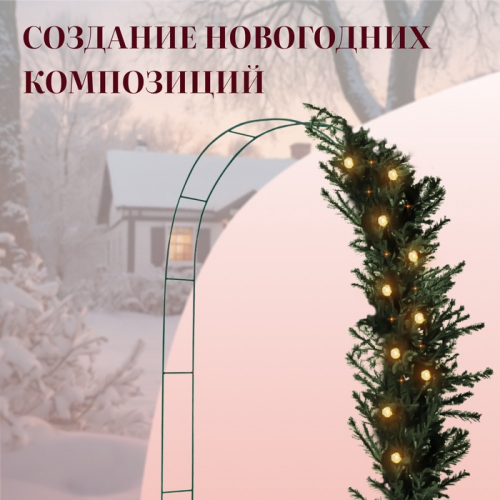 Арка садовая, 240×125×20 см, для вьющихся растений, металлическая, зелёная