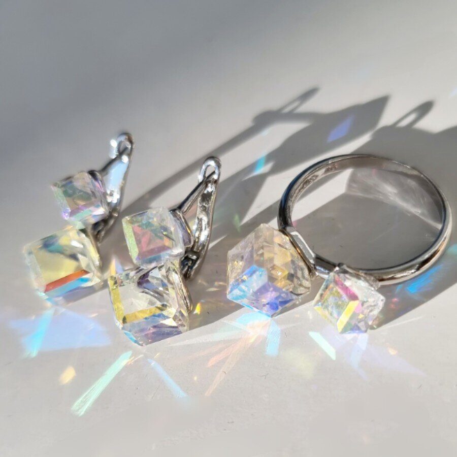 Кольцо ювелирная бижутерия, посеребрение с перламутровыми камнями, , 13085,Уценка, арт.08.1204