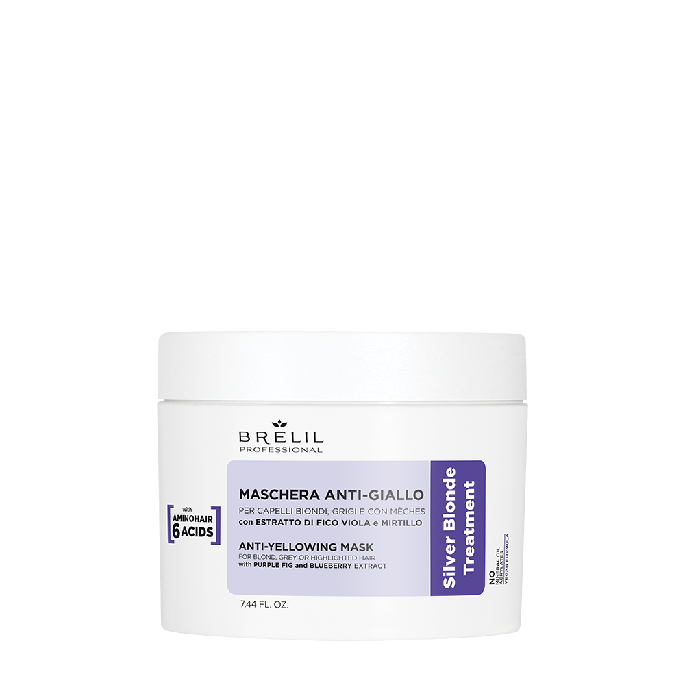 BRELIL Маска антижелтая для светлых, мелированных и седых волос / AMINO TREATMENT 220 мл