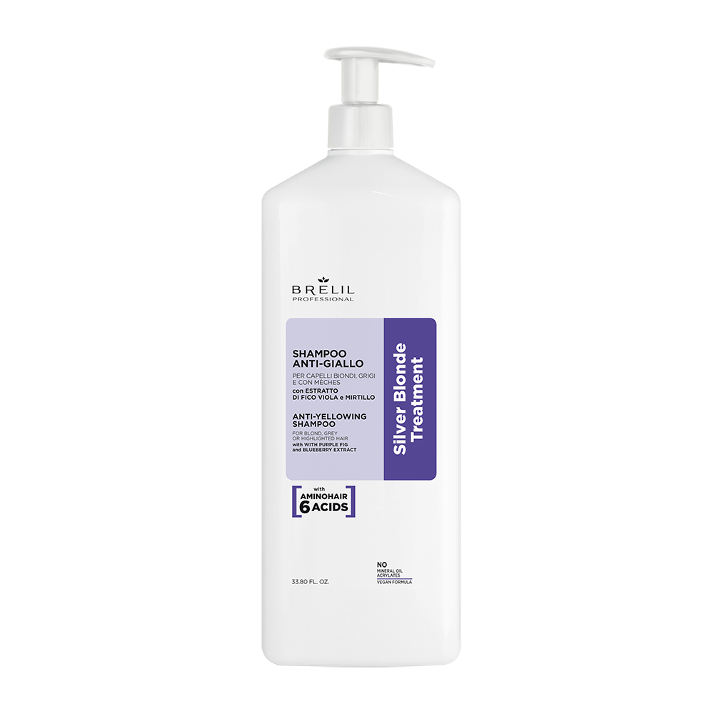 BRELIL Шампунь антижелтый для светлых, мелированных и седых волос AMINO TREATMENT 1000 мл