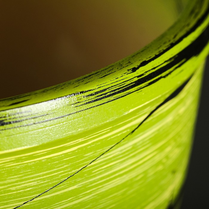 Горшок для цветов «Листья», керамический, с поддоном, 8 л, ярко-зелёный с рисунком