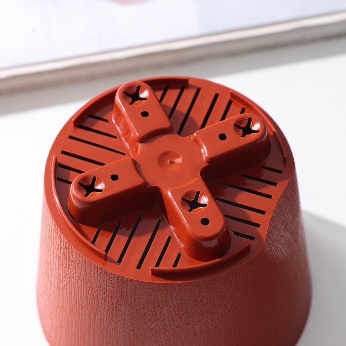 Горшок для цветов с прикорневым поливом «Альянс», 0.4 л, d=10 см, h=8.5 см, пластиковый, цвет терракот