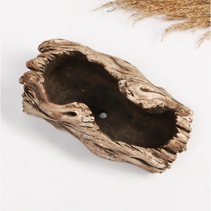 Декоративный горшок - бонсайница для кактусов и суккулентов «Дерево», 17×9×6 см, бетон