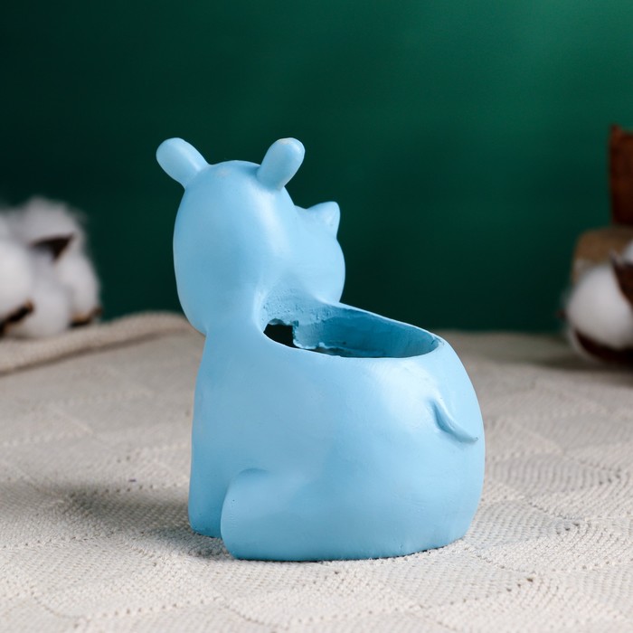 Горшок для цветов «Бегемотик», полистоун, 100 мл, 12×9×11 см, голубой