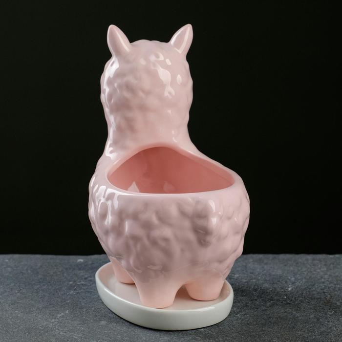 Горшок для цветов «Лама Лёля», керамический, 250 мл, 15×8×12 см, розовый