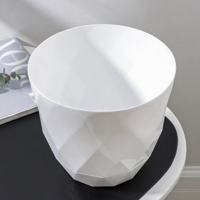 Горшок для цветов с поддоном Laurel, 4.5 л, d=22 см, h=19 см, пластиковый, белый