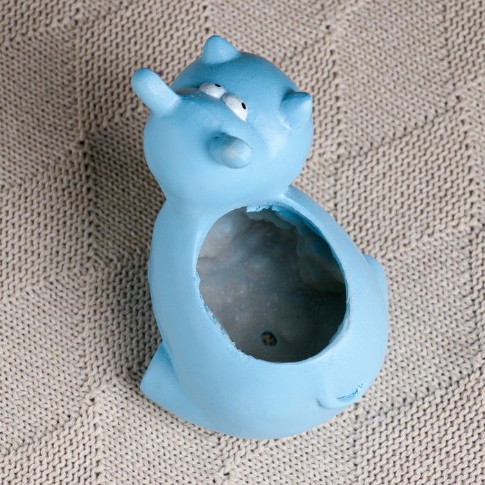 Горшок для цветов «Бегемотик», полистоун, 100 мл, 12×9×11 см, голубой