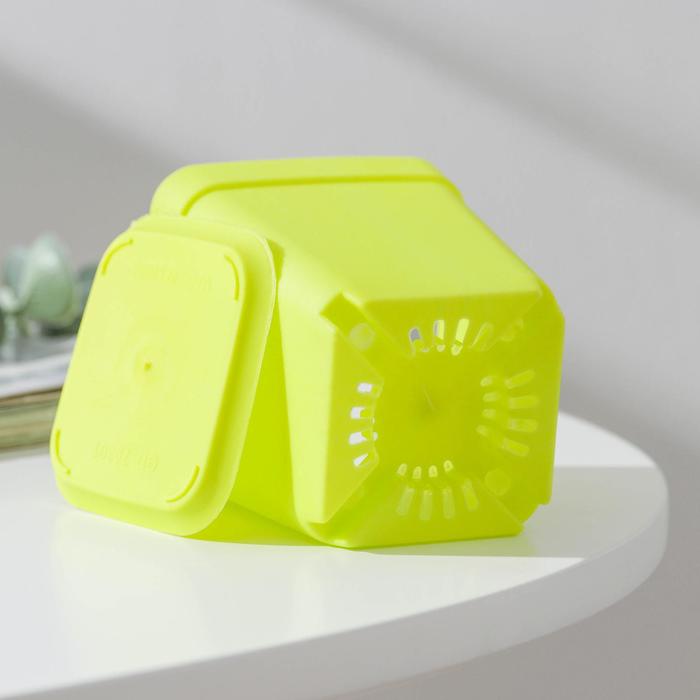 Горшок для цветов с поддоном, 7×7×7.5 см, 200 мл, пластиковый, МИКС