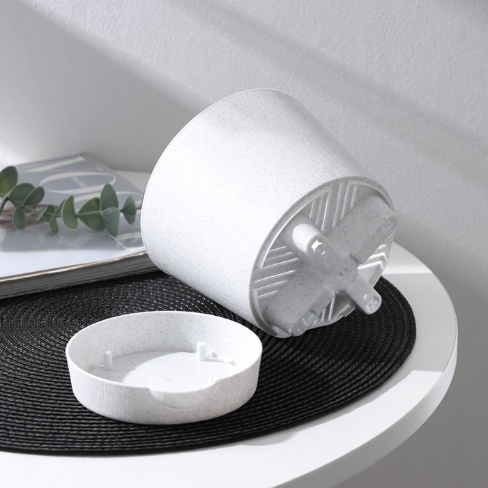 Горшок для цветов с прикорневым поливом «Альянс», 1 л, d=13 см, h=12 см, пластиковый, цвет мрамор