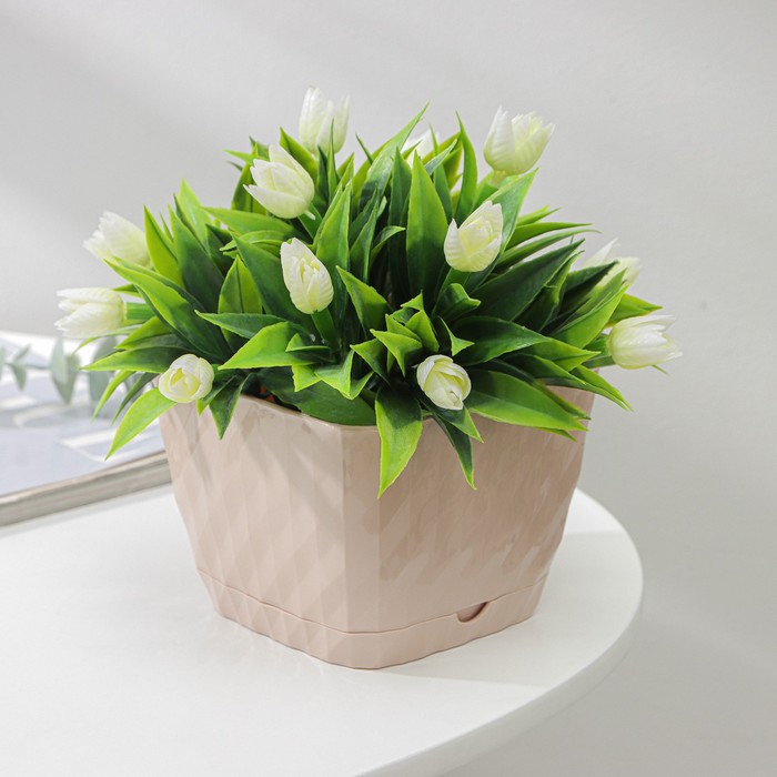 Горшок для цветов с поддоном «Классика», 1 л, бежевый