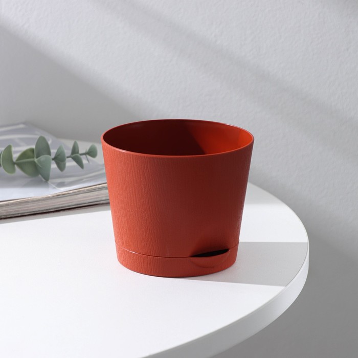 Горшок для цветов с прикорневым поливом «Альянс», 0.4 л, d=10 см, h=8.5 см, пластиковый, цвет терракот