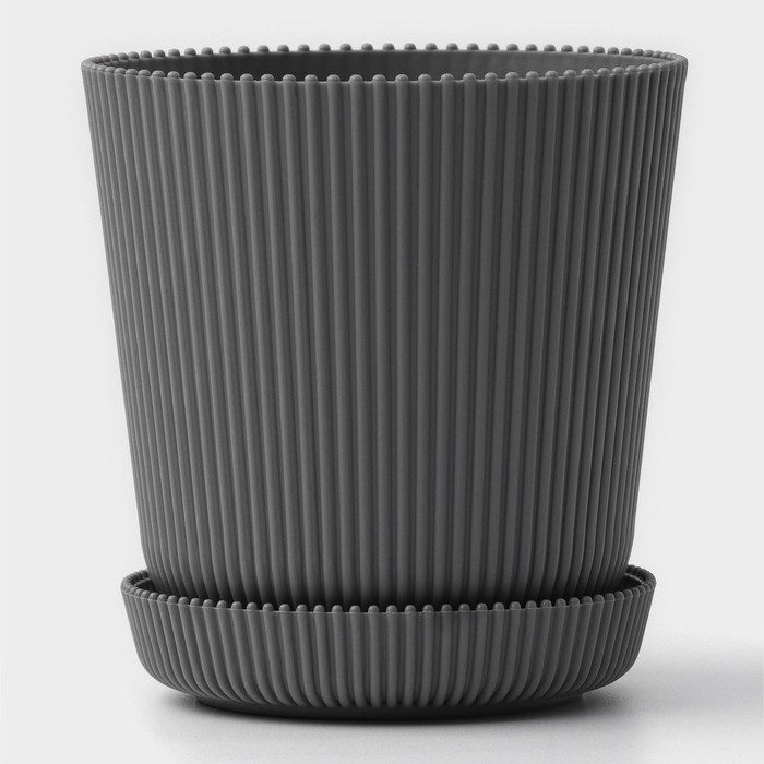 Горшок для цветов с поддоном, 12×11.5 см, пластиковый, серый