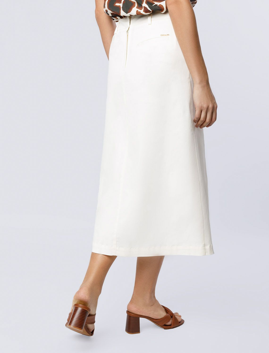 Юбка-миди из хлопка с разрезом D26.182 белый
