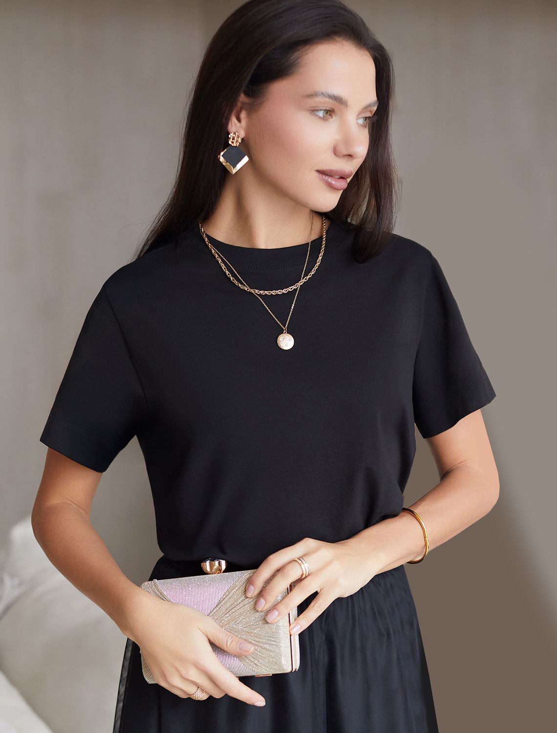 Футболка из премиального хлопка D49.983 черный