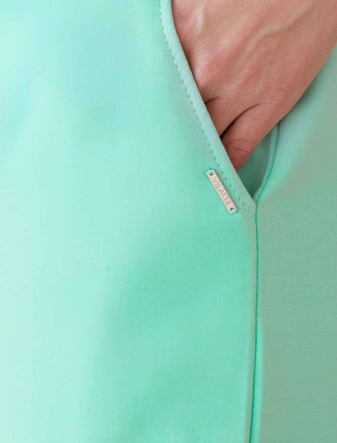 Прямые брюки из тонкого премиального футера с эластаном D44.139 мятный