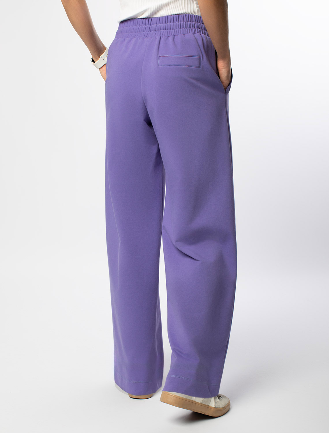 Прямые брюки из тонкого премиального футера с эластаном D44.139 лавандовый