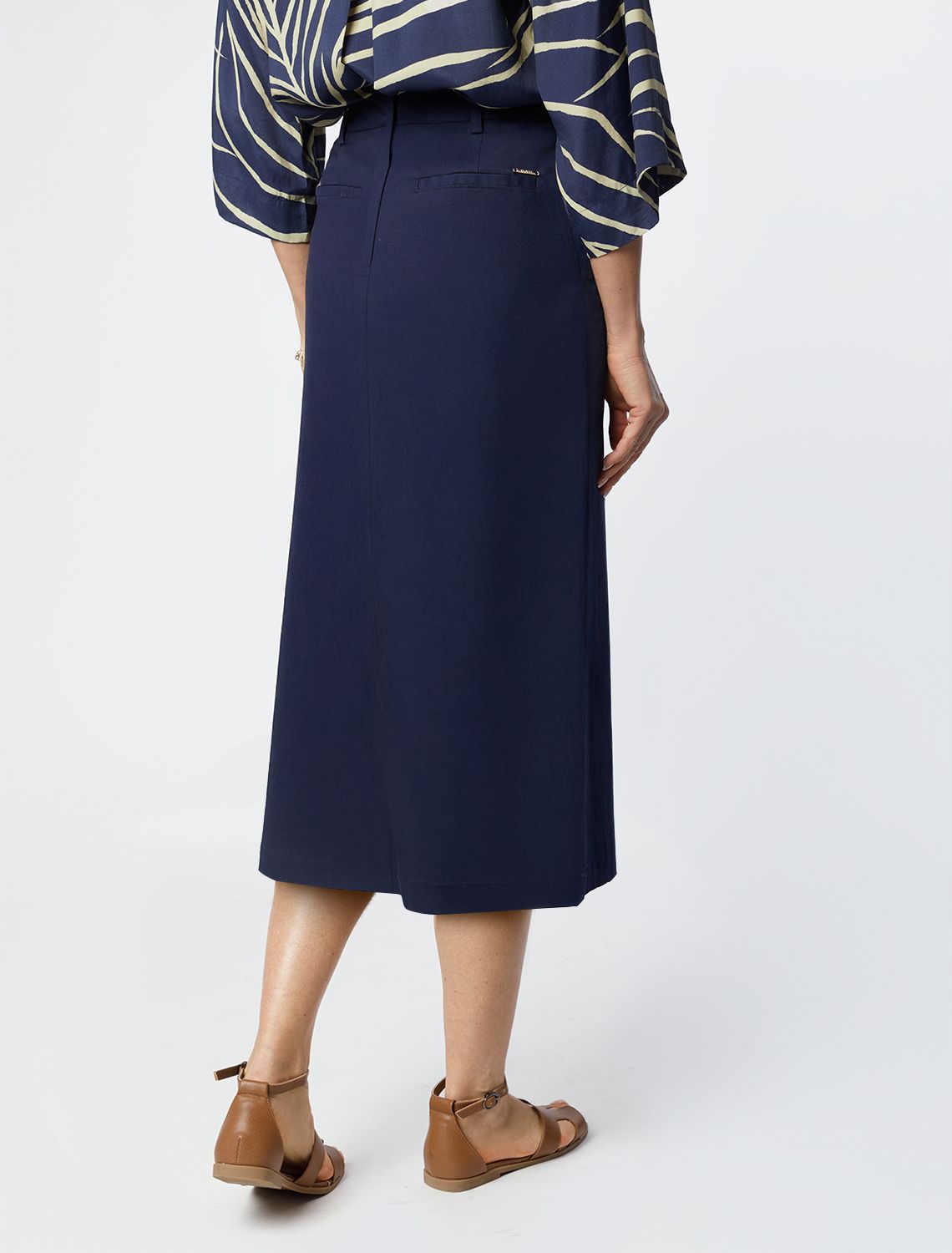 Юбка-миди из хлопка с разрезом D26.182 синий