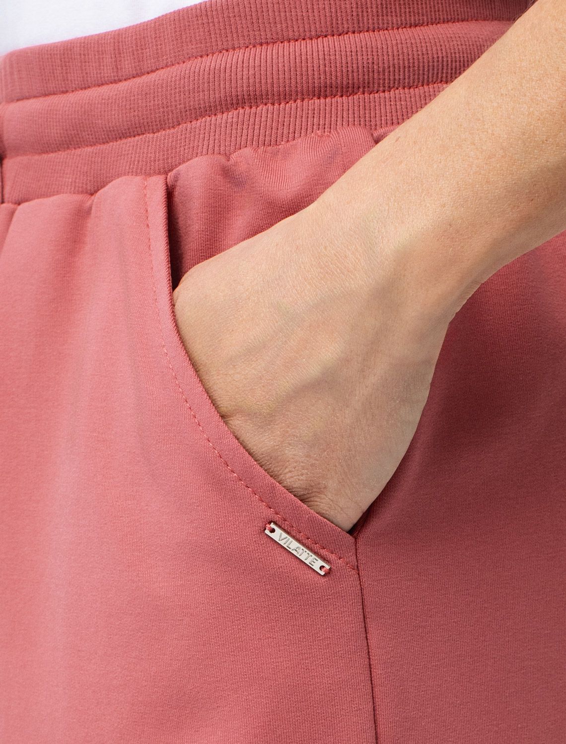 Шорты из тонкого премиального футера с эластаном D48.008 терракота